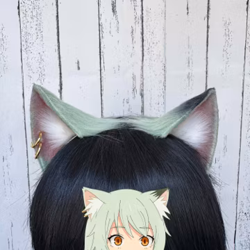 Realistic Mint Cat Ears and Tail Set, Handmade Faux Fur Neko Ears,Therian Gear,Kemonomimi Cosplay, Anime Catgirl Costume Accessory