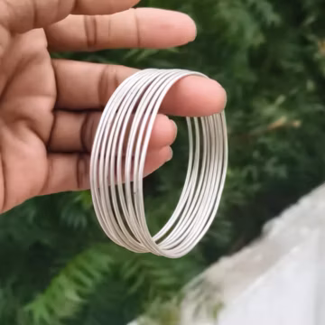 Thin Silver Stacking Bangles | Set of 10 | Sterling Silver Wire Bracelet, Dainty Organic Silver Bangles, Minimalist Silver Jewelry