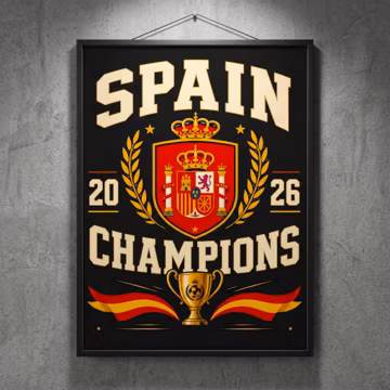 Spain Champions Canvas & Unframed Poster, Spain Football Wall Art, Soccer Wall Decor for Sports Fans Spain Sports Fan Gift