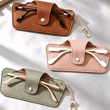 Personalized Leather Glasses Pouch Custom Eyeglass Case Sunglasses Holder Portable Snap Closure Protective Cover Gift for Women