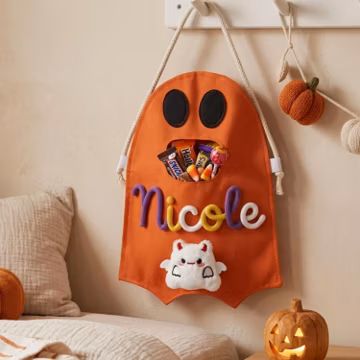 Custom Name Halloween Candy Bag, Personalized Trick or Treat Bag for Kids, Kids Halloween Gift, Halloween Party Favor