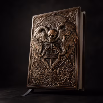 3D Winged Skull Gothic Journal A5, Embossed Leather Grimoire Notebook, Skull Spell Book, Copper Halloween Gift