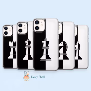 Chess Pieces Phone Case Chess Lover Smart Cover for iPhone 17Pro, 16, 15, 14, 13, 12, Samsung S26, S25, S24, S23, A57, A17, A37, Pixel 10, 9