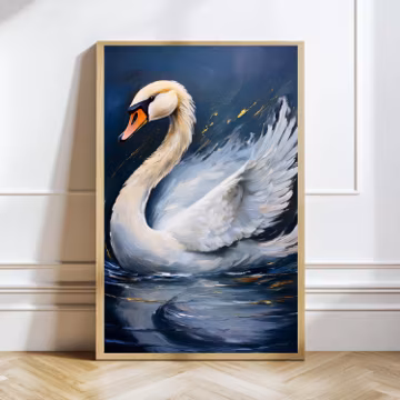 Swan Printable Wall Art, Elegant White Swan Print, Bird Nature Poster, Modern Wildlife Decor, Instant Download