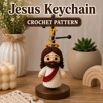 Jesus Keychain Crochet Pattern, Mini Amigurumi Bag Charm, Christian Gift Crochet Pattern, Beginner PDF Pattern