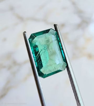 Natural Emerald Gemstone, 2.65 Carat, Emerald Cut, Vivid Green Zambian (10x7mm) , May Birthstone, For Jewelry Making