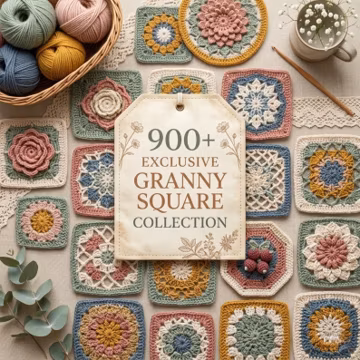 900+ Granny Square Crochet Patterns | Mega Bundle PDF | Afghan Blanket Block Designs | Flower Granny Square | Crochet Motifs Collection