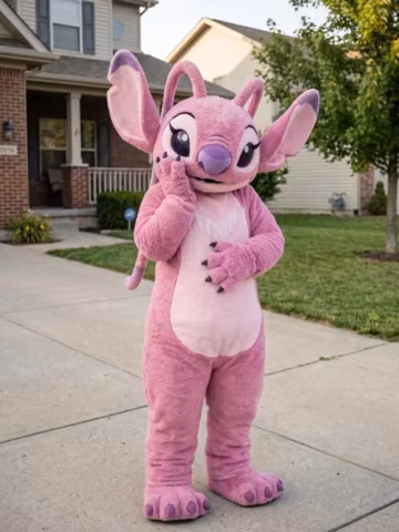 Pink Alien Mascot Costume Adult Cosplay Suit Handmade Angel Stitch Outfit