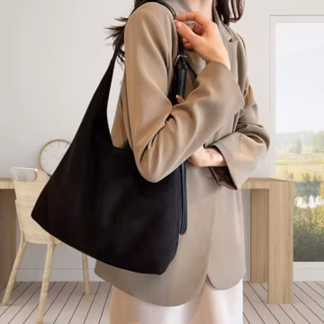 Women’s Suede Shoulder Bag – Large Capacity Solid Color Handbag with Magnetic Buckle, Fashionable Vintage Tote for Everyday Use