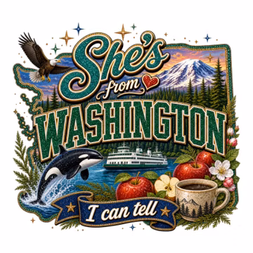 Washington Pride Shirt Design, "She's From Washington" Graphic (Digital Download)