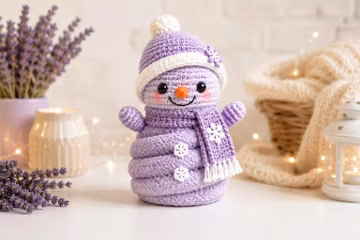 Lavender Spiral Snowman Crochet Pattern PDF | Plush Yarn Amigurumi Lavender Spiral Snowman Crochet Pattern| Whimsical Amigurumi Ornament