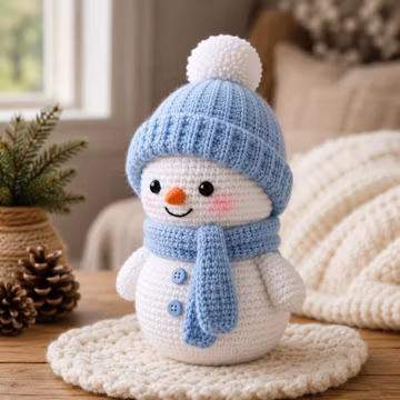 Crochet Snowman Pattern PDF | Cozy Blue Amigurumi Tutorial (Instant Download)