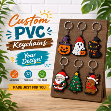 Custom PVC Keychain, Your Logo Rubber Keyring, 2D/3D Design, Promotional Merch