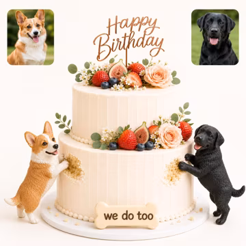 Custom Pet Wedding Cake Toppers, Dog Birthday Topper Gifts, Personalized Dog/Cat 3D Clay Sculptures