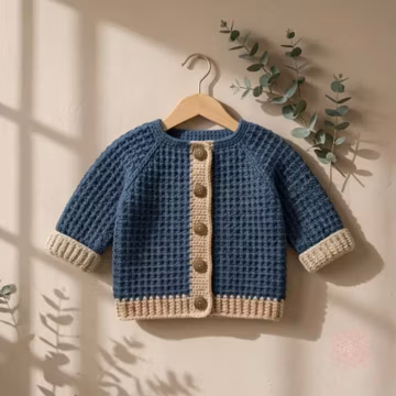 Crochet Cardigan PATTERN | Baby Sweater Waffle Stitch Cardigan PDF Easy Crochet Baby Sweater Pattern Newborn Toddler Cardigan Beginner DIY