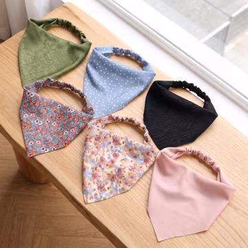 Satin Bandana Headband for Women, Elastic Triangle Head Scarf, Floral Hair Wrap, Gift for Her
