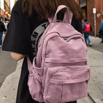 Canvas Backpack for Women – Small Zipper Backpack, Casual Travel Daypack, Lightweight School Bag, Everyday Backpack, Gift for Her