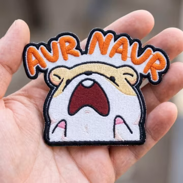 Aur Naur Hamster Embroidered Patch, Screaming Guinea Pig Iron On Badge, Funny Meme Applique, Cute Animal Quote Gift