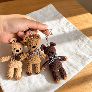 Buy 2 get 1 Free Teddy Bear Couple Keychain, Handmade Crochet Bear Bag Charm, Romantic Couple Pendant Ccrochet Bear Keychain