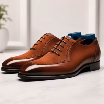 Men's Brown Leather Oxford Dress Shoes, Handmade Formal Lace-Up Shoes, Luxury Business Wedding Footwear