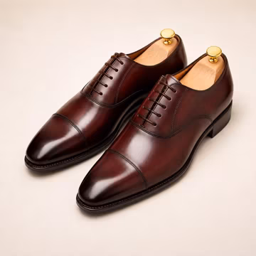 Handmade Burgundy Leather Oxford Dress Shoes – Cap Toe Formal Lace-Up Footwear