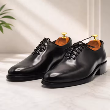 Men's Handmade Black Leather Oxford Dress Shoes, Formal Business Footwear