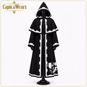 Black Tech Priest Robe Cosplay Costume – Hooded Canvas Cotton Sci-Fi Priest Cloak | Custom Adeptus Mechanicus Inspired Outfit