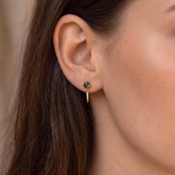 18K Gold Filled Moss Stone Drop Earrings, Dainty Gemstone Dangle Earrings, Elegant Minimalist Statement Jewelry, Everyday Gift for Her
