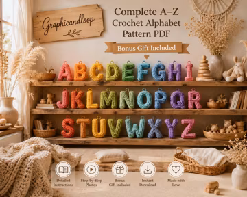 Crochet Alphabet Keychain Pattern PDF, A-Z Amigurumi Letter Pattern, Personalized Name Keychain, DIY Crochet Gift, Instant Download