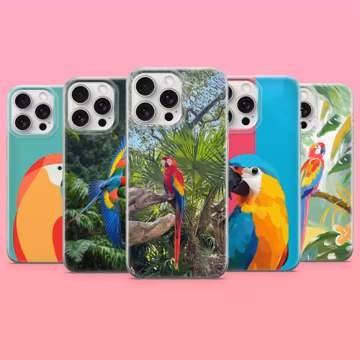 Tropical Bird Phone Case Parrot Cover for iPhone 17, 17Pro, 16, 16Pro, 15, 14, 13, 12, Samsung S26, S25, A57, A17, Pixel 10A, 10 Pro, 9Pro