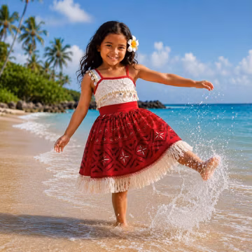 Moana Princess Dress for Girls – Polynesian Princess Costume Set with Wig for Birthday Parties, Halloween & Cosplay
