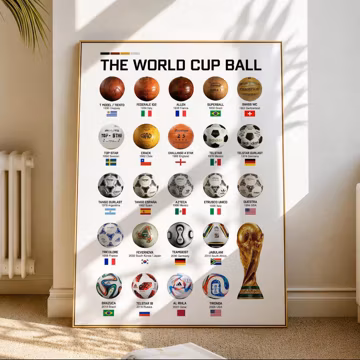 Evolution of World Cup Soccer Balls Poster, Vintage Football Art (Digital Download)