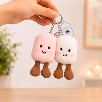 Marshmallow Plush Keychain, Kawaii Bag Charm, Backpack Accessory, Gift for Girls