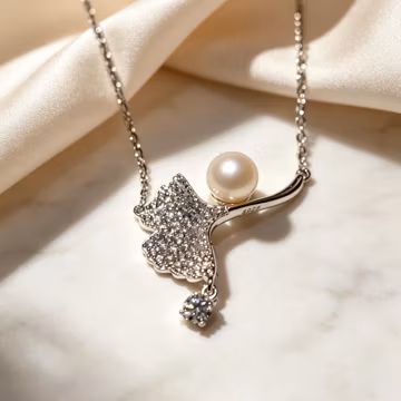 Dainty Leaf Shaped Sterling Silver Necklace, Bridal Wedding Jewelry