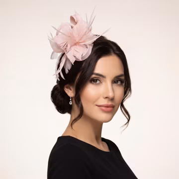 Pink Feather Fascinator Hair Clip, Sinamay Mesh Mini Hat, Kentucky Derby Race Hair Accessory