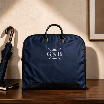 Personalized Oxford Cloth Suit Bag, Leather Handle Garment Bag, Groomsmen Gift