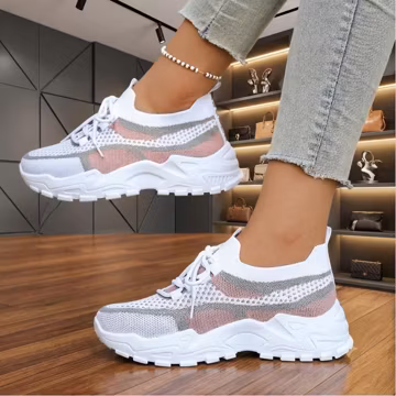 Women's Summer Breathable Mesh Flat Shoes – Lightweight Casual Sports Sneakers, Comfortable Walking Shoes