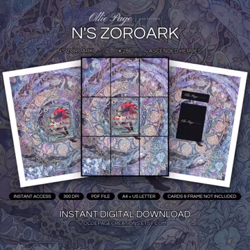 N's Zoroark 286/217 Binder Art + Framable Print Bundle | Extended Art 9-Pocket Display | 8x10 5x7 4x6 | Ascended Heroes