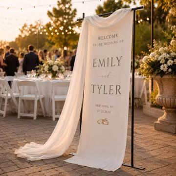 Personalized Wedding Welcome Sign Fabric Banner | Luxury Outdoor Wedding Decor | Custom Name Ceremony Entrance Sign | Minimalist Reception