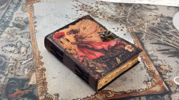Fairy Leather Journal, Handmade Vintage Notebook, Red Fairy Sketchbook, Fantasy Writing Journal, Magical Gift for Writers, Witchy Diary