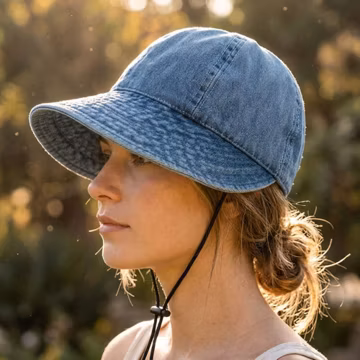 Vintage Denim Bucket Hat | Washed Cotton Sun Hat | Adjustable Summer Travel Hat