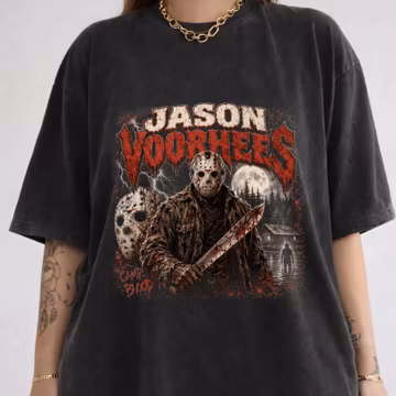 Hockey Mask Killer Horror Villain Graphic Tee Design, Camp Blood Slasher Moonlight Clipart, Halloween Scary Sublimation Print Files PNG