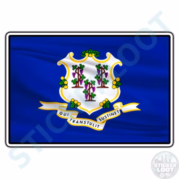 Connecticut State Flag #1 Country Waterproof Vinyl Sticker Decal Die-Cut