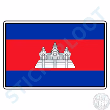 Cambodia Flag #1 Country Waterproof Vinyl Sticker Decal Die-Cut