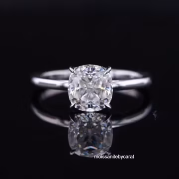 1.5 CT Cushion Moissanite Solitaire Engagement Ring, Hidden Halo Ring, 14K White Gold Wedding Ring, Cushion Cut Promise Ring For Women