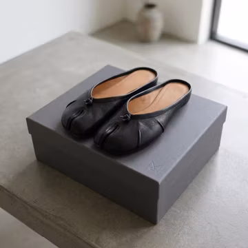 Tabi Leather Slides Split Toe Mules Womens Minimalist Summer Flats