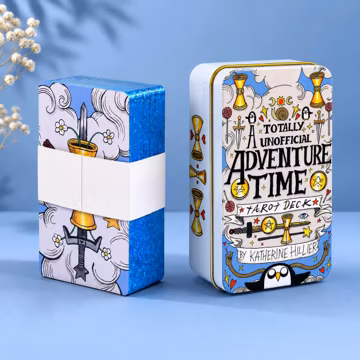 Adventure Time Tarot Deck in Metal Tin Box, 78 Gold Edge Tarot Cards with English Guidebook, Beginner Tarot Card Set, Collectible Gift