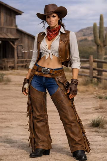 Women Western Leather Chaps Vest Genuine Leather Cowgirl Outfit Fringe Biker Cowboy Style.