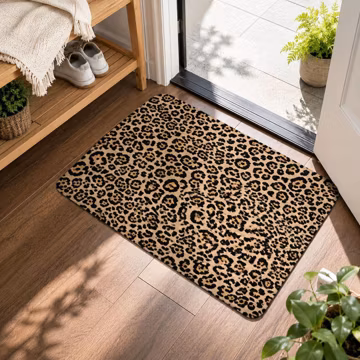 Leopard Print Floor Mat, Cheetah Animal Area Rug, Entryway Doormat, Washable Flannel Accent Rug, Chic Home Decor, 3 Sizes