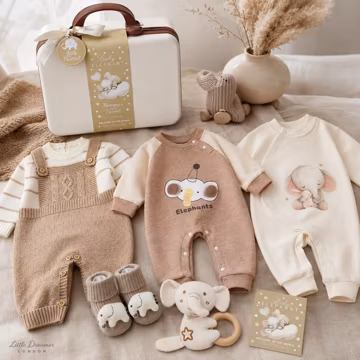 Baby Gift Set, Newborn Gift Basket, Luxury Baby Shower Gift, Elephant Baby Gift Box, Neutral Baby Hamper, New Baby Keepsake